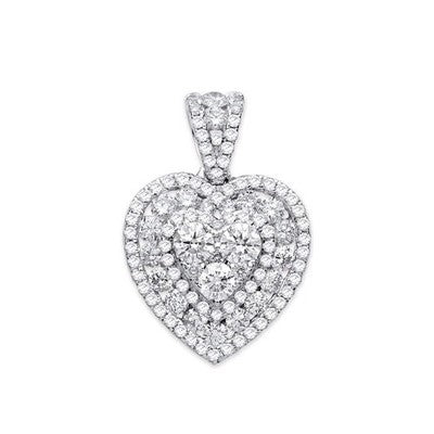 Real Diamond Heart Pendant 18ct White Gold 18" Chain 1.35ctw of Premium Diamonds