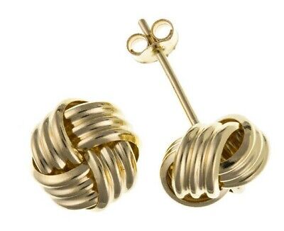 Yellow Gold Knot Stud Earrings Solid 9 Carat Studs 6mm British Made