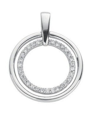 Real Diamond Circle Pendant 9ct White Gold 18" Chain 0.20ctw Premium Diamonds