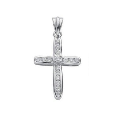 18ct White Gold Diamond Cross Pendant 18" / 45cm Chain