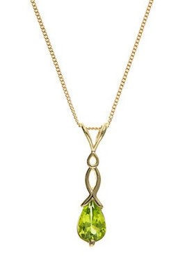 Yellow Gold Peridot Teardrop Pendant Necklace & Matching Earrings Set
