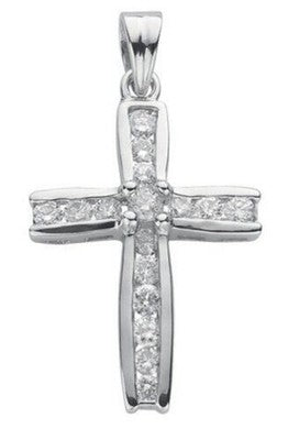 18ct White Gold Cross Pendant 1 Carat Natural Diamond Necklace 18" Chain