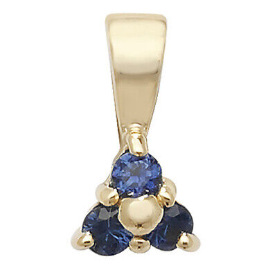 Sapphire Pendant and Earrings Set Three Stone Trilogy 9ct Yellow Gold Hallmarked