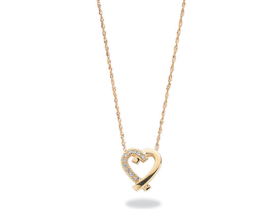 Elegant Diamond Heart Pendant Necklace 9ct Yellow Gold 18"  Love Jewellery Gift