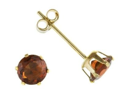 9ct Gold Garnet Stud Earrings 4mm Solitaire Yellow Gold January Birthstone 