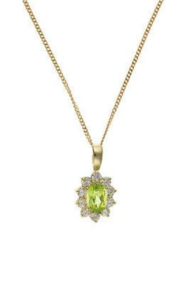 Elegant Peridot Jewellery Set in Yellow Gold – Pendant Necklace & Earrings