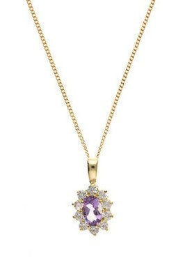 Elegant Amethyst Jewellery Set in Yellow Gold – Pendant Necklace & Matching Stud