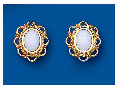 9ct Gold Opal Stud Earrings Oval Studs October Birthstone Hallmarked