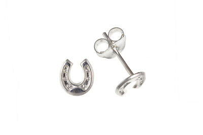Sterling Silver Horseshoe Earrings 925 Hallmark 6mm Stud Ladies Studs Boxed New