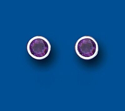 Sterling Silver Amethyst Earrings Stud Solitaire Studs Real Stone 925 Hallmark