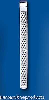 Solid Silver Tie Slide Clip Engine Turned 925 Hallmark