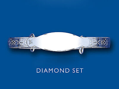 Solid Silver Baby Bangle Real Diamond Expandable Identity 18 months - 3 years