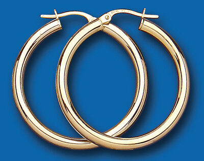 Hoop Earrings Yellow Gold Heavyweight Hoops Creole 30mm Hallmarked