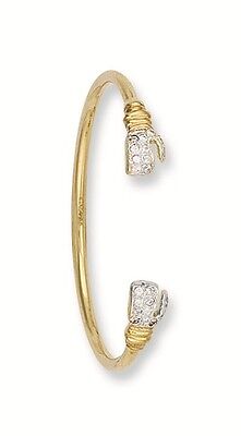 Baby Bangle Yellow Gold Boxing Gloves Torque Bangle Baby Bracelet Christening