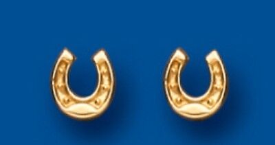 Yellow Gold Horseshoe Stud Earrings Solid 9 Carat Studs British Made