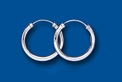 White Gold Hoop Earrings Capped Hoops Sleeper 18mm