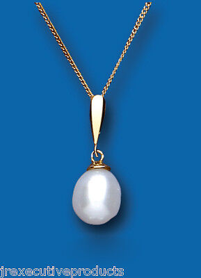 Freshwater Cultured Pearl Pendant Yellow Gold Necklace Hallmarked 18" Chain