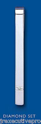 Real Diamond Tie Slide Solid Sterling Silver Men's Tie Pin 925 hallmark