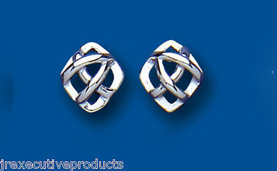 White Gold Celtic Stud Earrings Solid 9 Carat Studs British Made