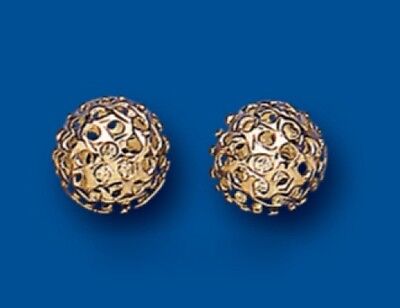 9ct Filigree Ball Stud Earrings Yellow Gold Studs British Made