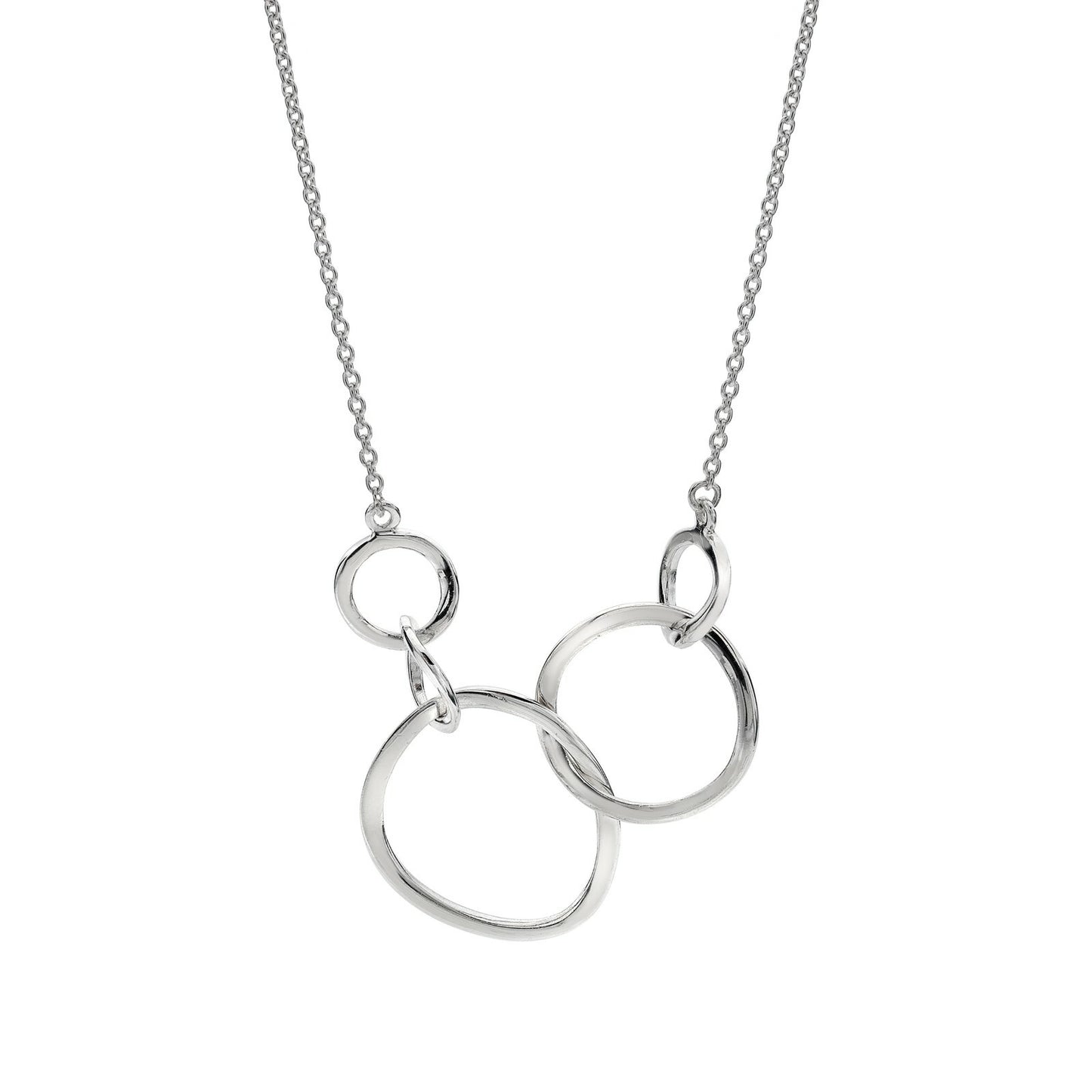 Silver Circle Link Necklace Solid Sterling Silver 16-18" Hallmark Luxury Box