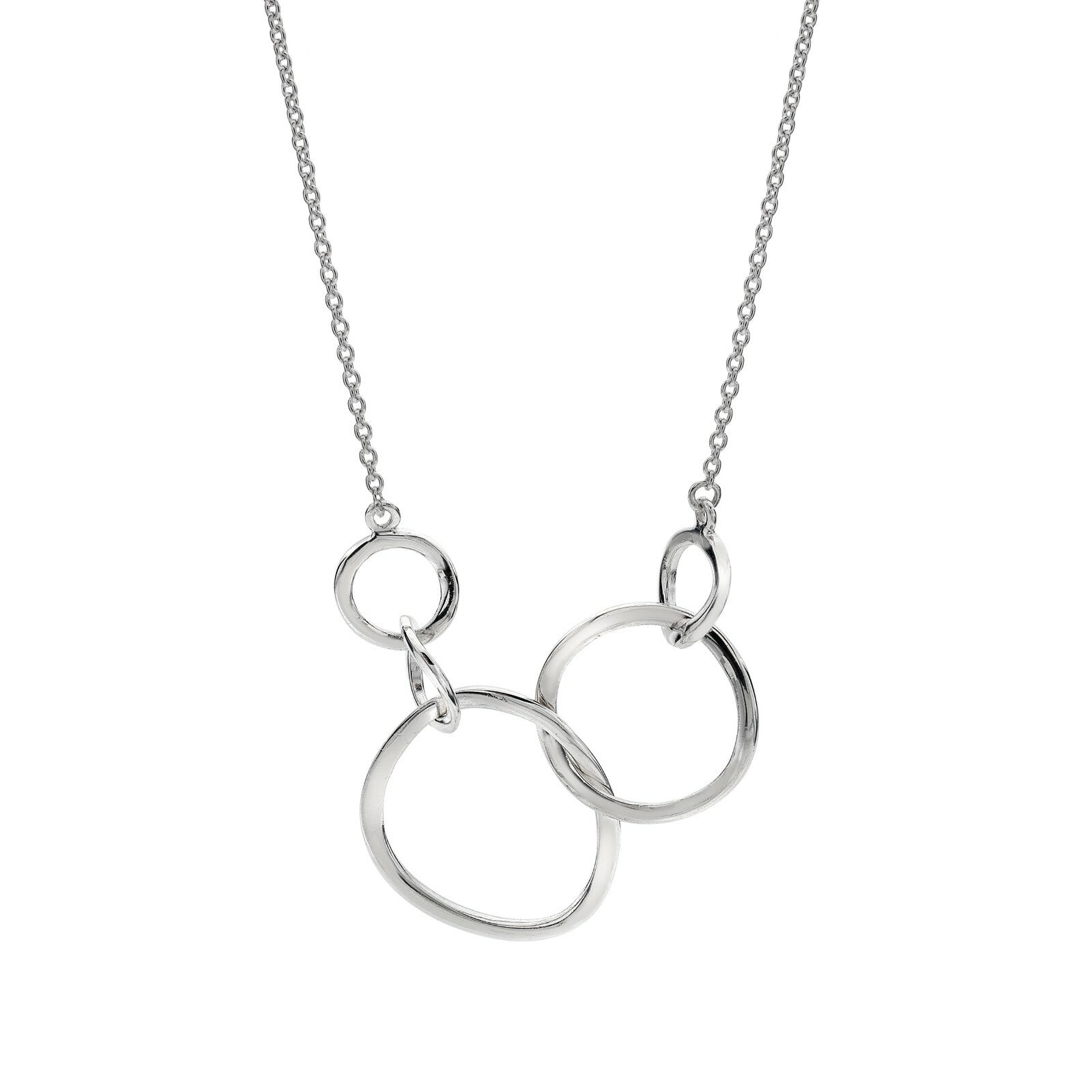 Silver Circle Link Necklace Solid Sterling Silver 16-18" Hallmark Luxury Box
