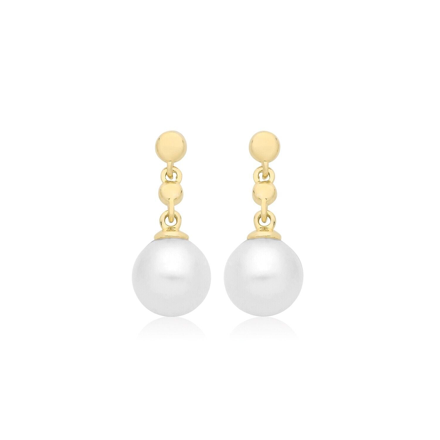 9ct Yellow Gold Freshwater Pearl Drop Earrings Hallmarked