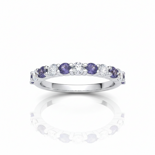 Sterling Silver Tanzanite Eternity Ring Anniversary Band 925 Hallmark Size K-S