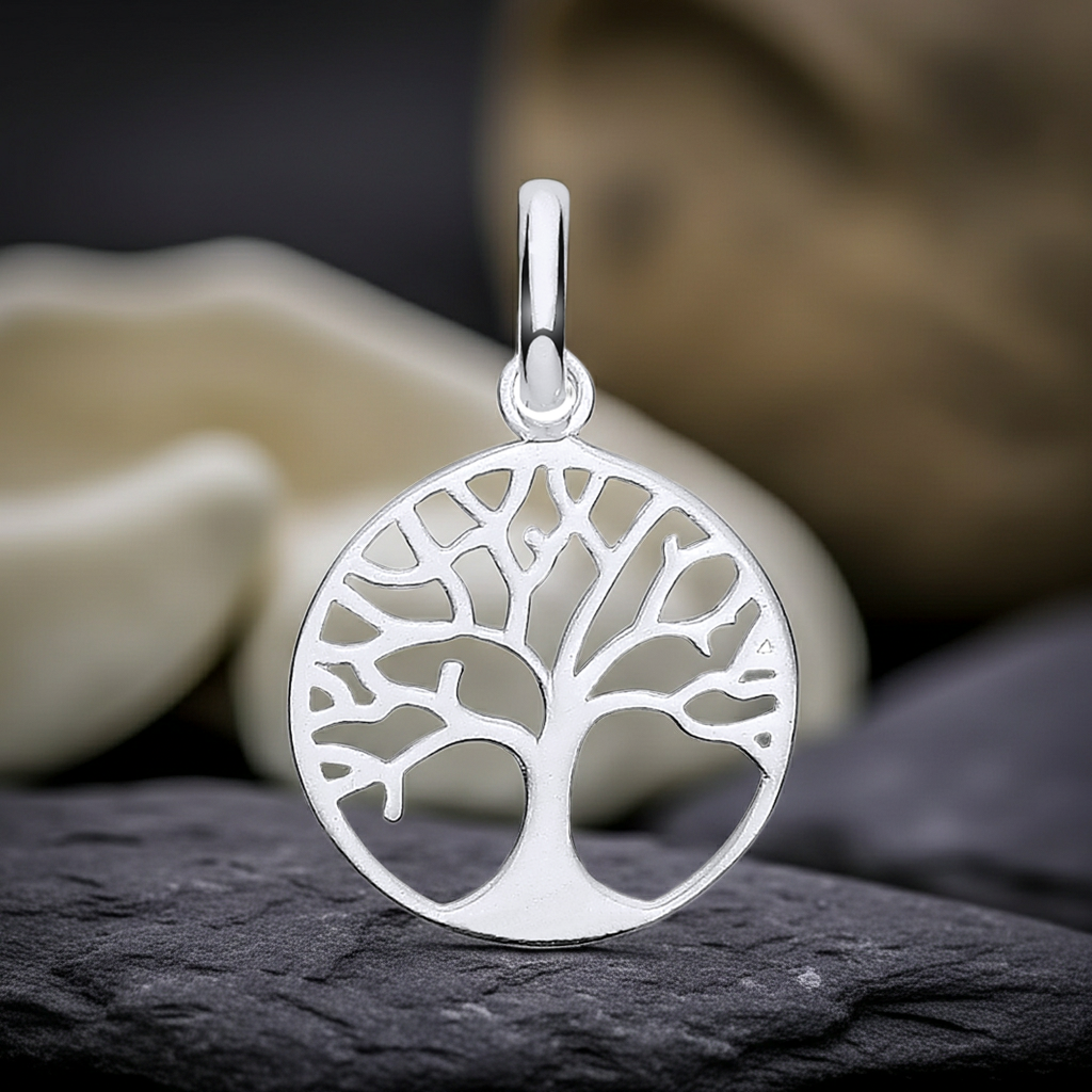 Tree of Life Pendant Solid Sterling Silver 925 Hallmark 18" Chain