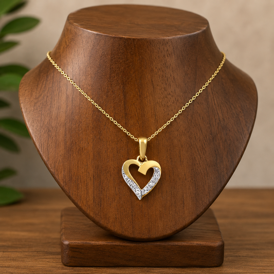 Natural Diamond Heart Pendant 9ct Gold 18" Chain Hallmark British Made