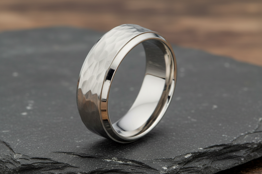 Fred Bennett Hammer Textured Ring Brushed and Polished Band R3414