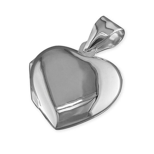 Plain Heart Locket 925 Sterling Silver 19mm Handmade
