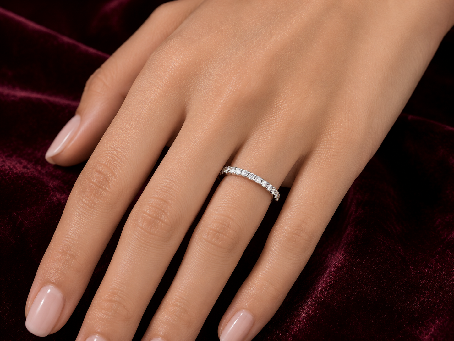 Sterling Silver Eternity Wedding 2.5mm Band Ring 925 Hallmark