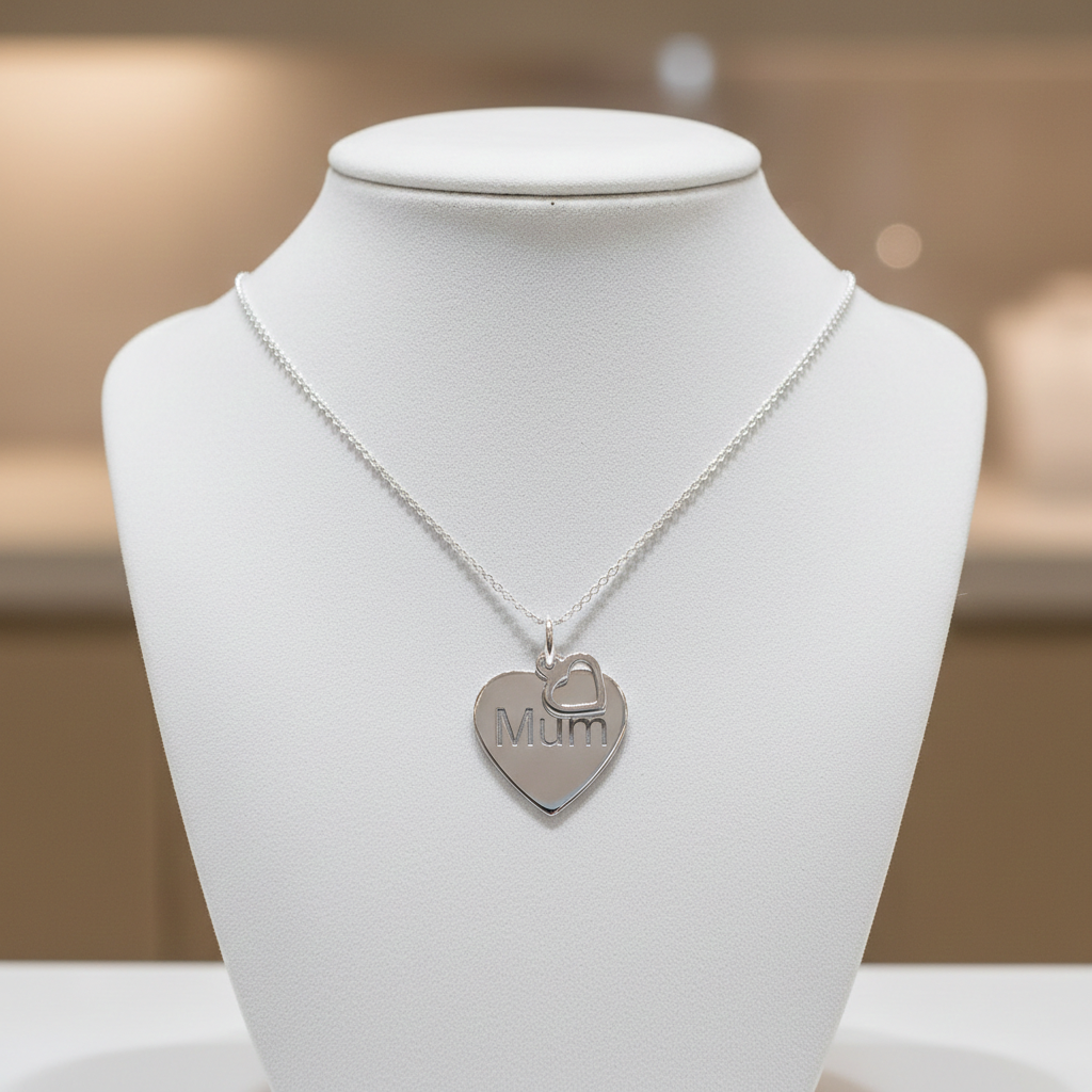 Mum Heart Tag Pendant Solid Sterling Silver 925 Hallmark 18" Chain Mothers Day