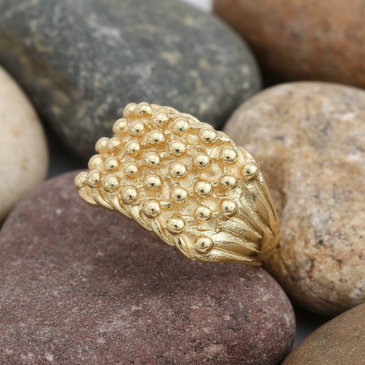 9ct yellow Gold 5 Row Keeper Ring Gents 14mm Wide Hallmarked