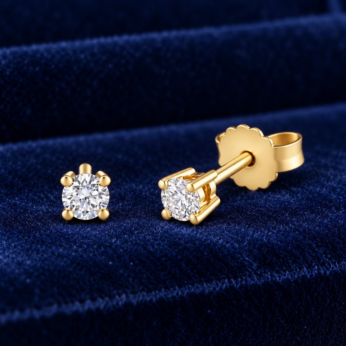 Real Diamond Solitaire Earrings 18ct Yellow Gold 0.25ctw Premium Diamonds