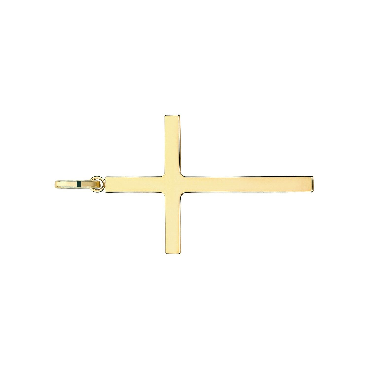 9ct Yellow Gold Plain Cross Pendant 38 x 25mm Large Religious Christianity