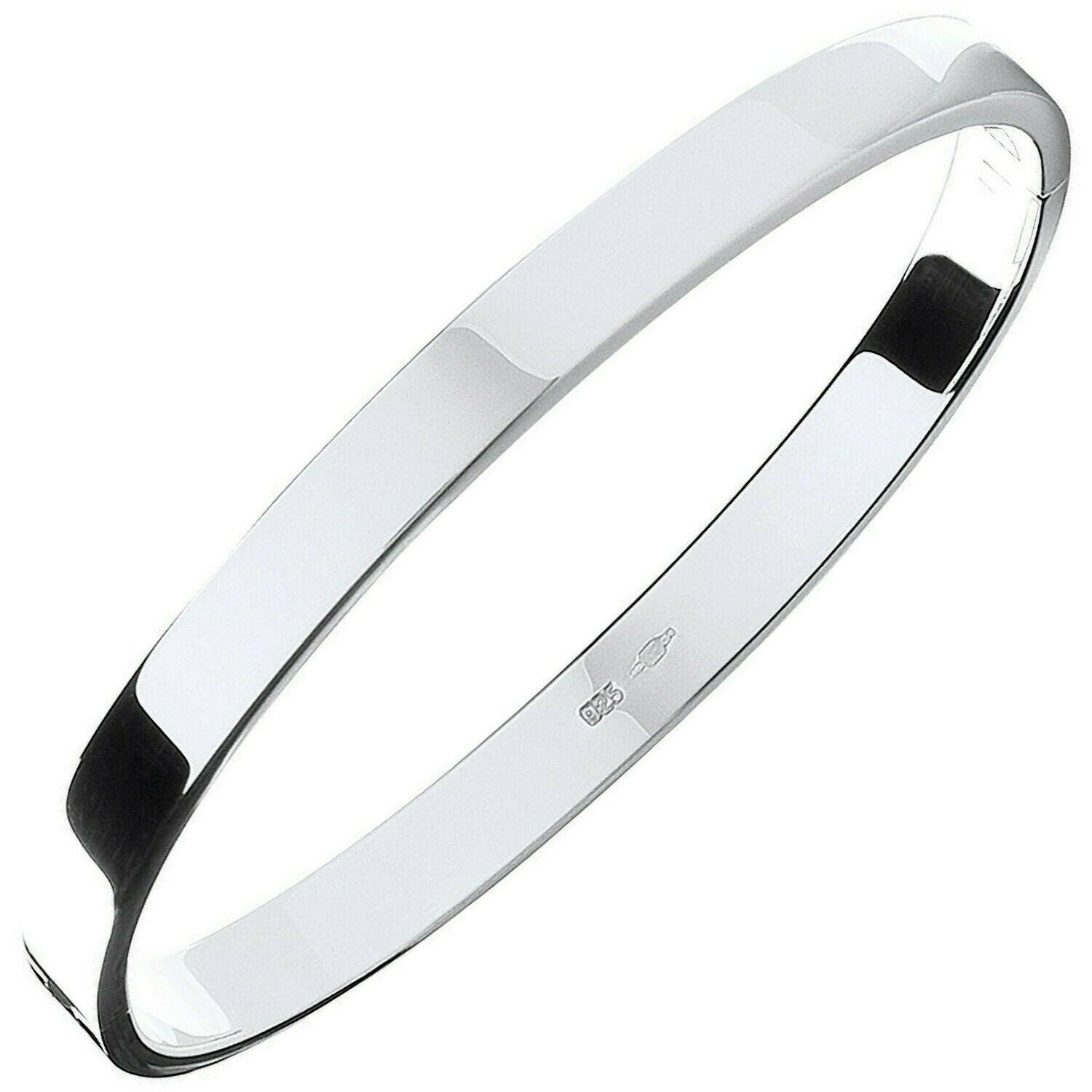SSilver Solid 6mm Oval Shaped Hinged Bangle