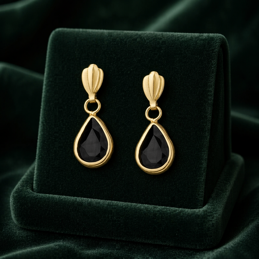 Natural Sapphire Pear Drop Earrings Solid 9ct Yellow Gold Hallmarked
