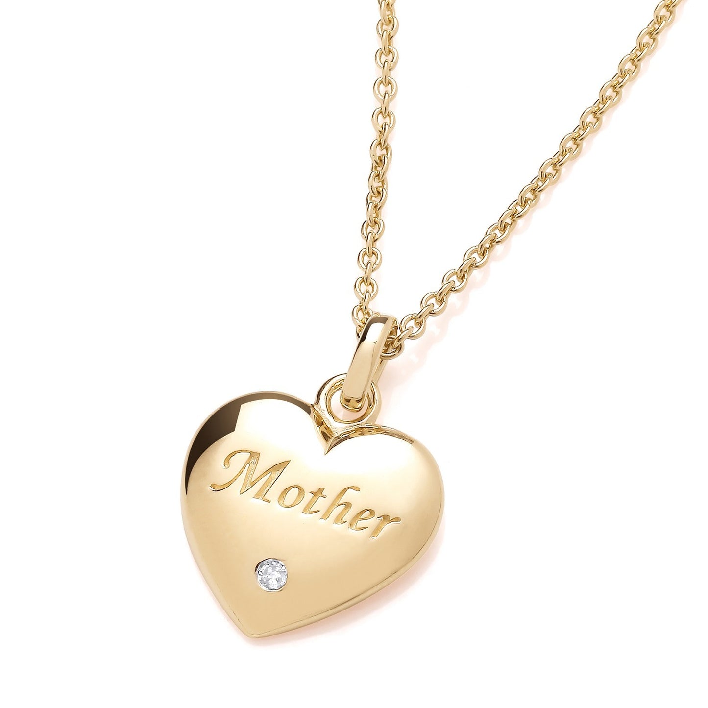 Natural Diamond Mother Necklace 18ct Gold on Solid Sterling Silver 16-18" Length