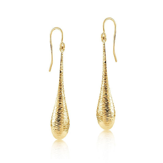 Imprint Drop Hook Earrings 9ct Yellow Gold Drops 51mm Hallmarked