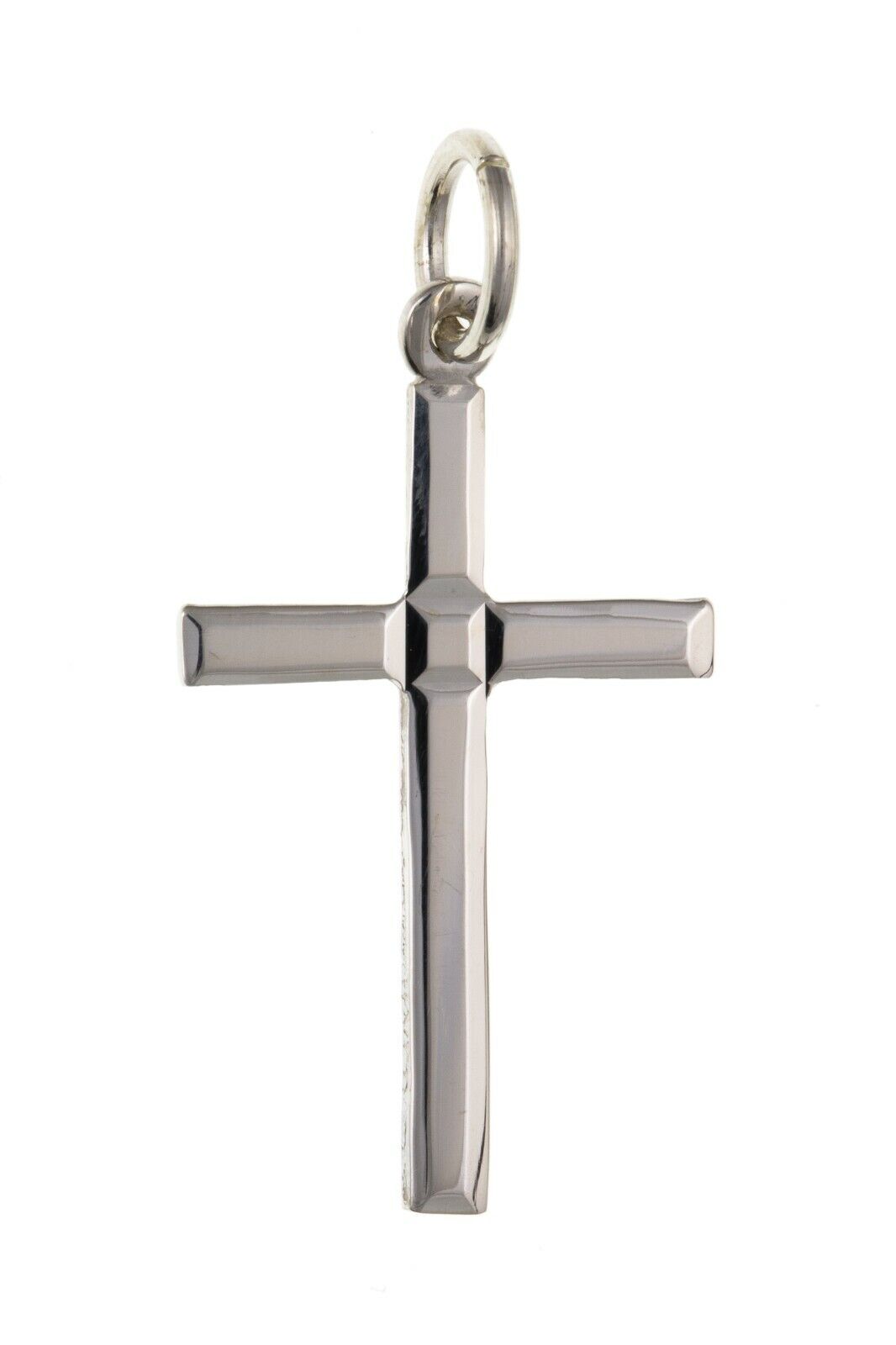 Sterling Silver Plain Cross Pendant Diamond Cut Centre 925 Hallmark 23 x 14mm