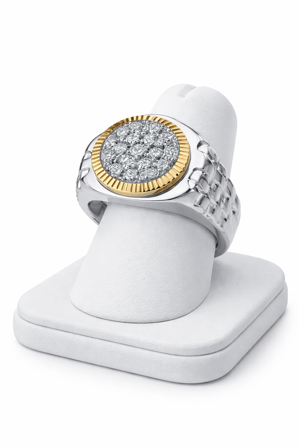 Men's Natural Diamond Ring Solid Yellow and White Gold 0.20ctw Hallmarked