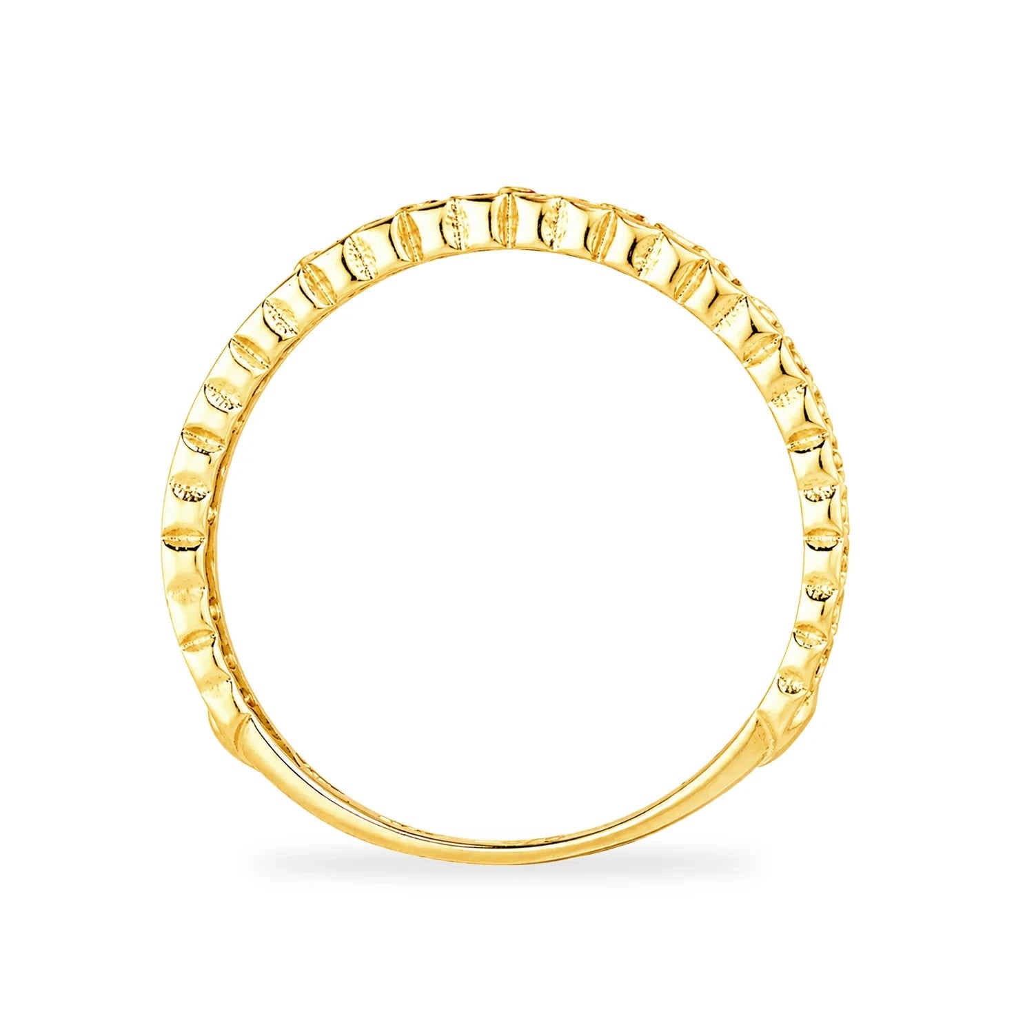9k Yellow Gold Emerald Heart Eternity Band Stackable Ring Sizes KLMNOPQRS