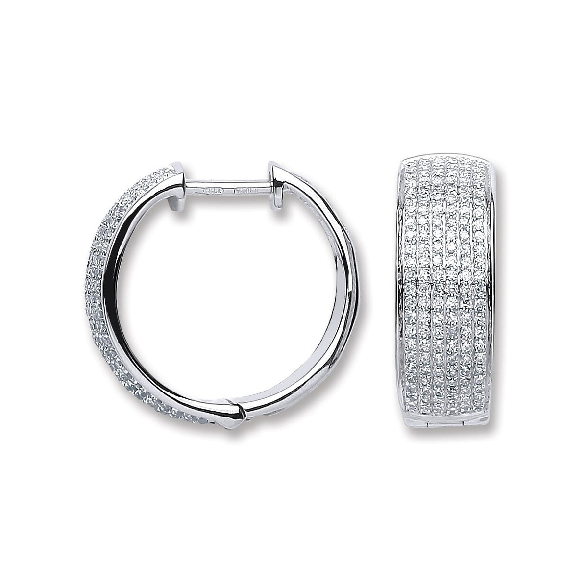 Real Diamond Hoop Earrings 18ct White Gold 19mm Diameter 0.55ctw Mined Diamonds