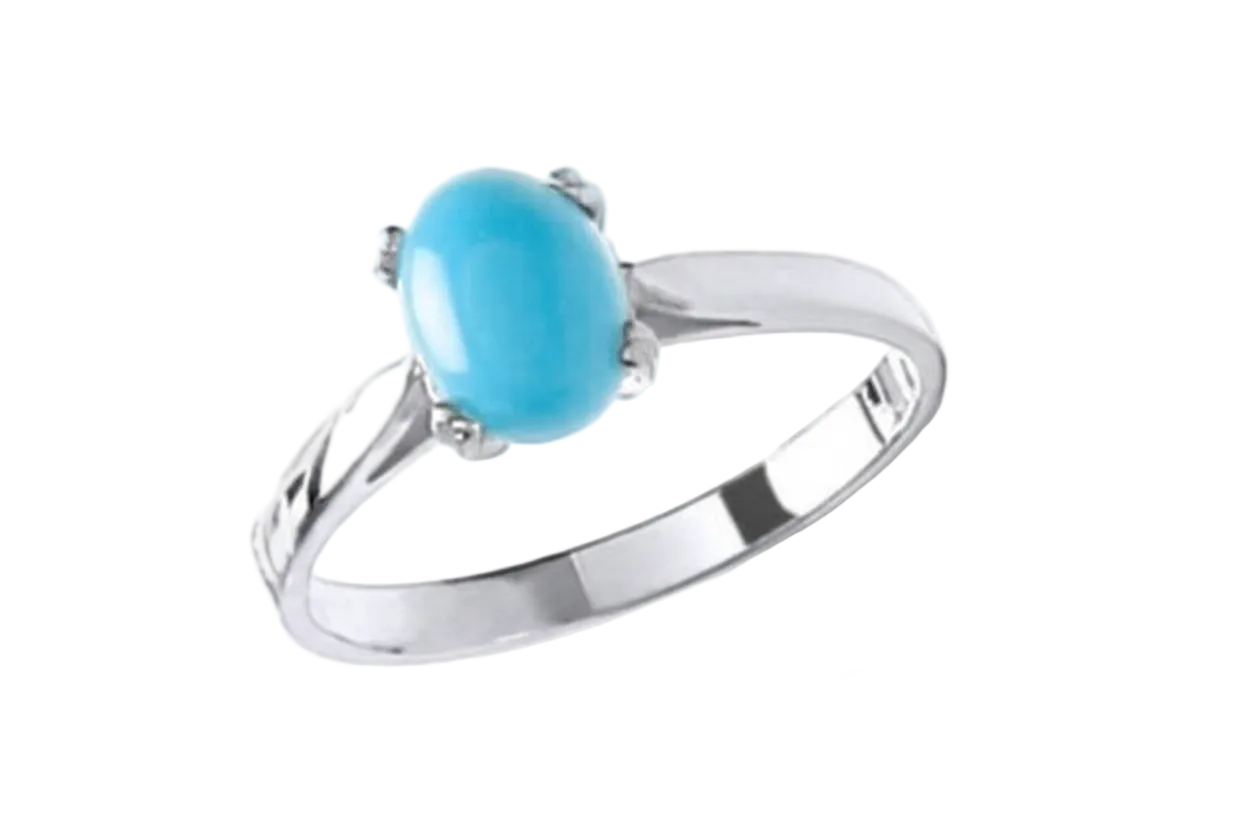 Turquoise Ring Sterling Silver Turquoise Solitaire Ring