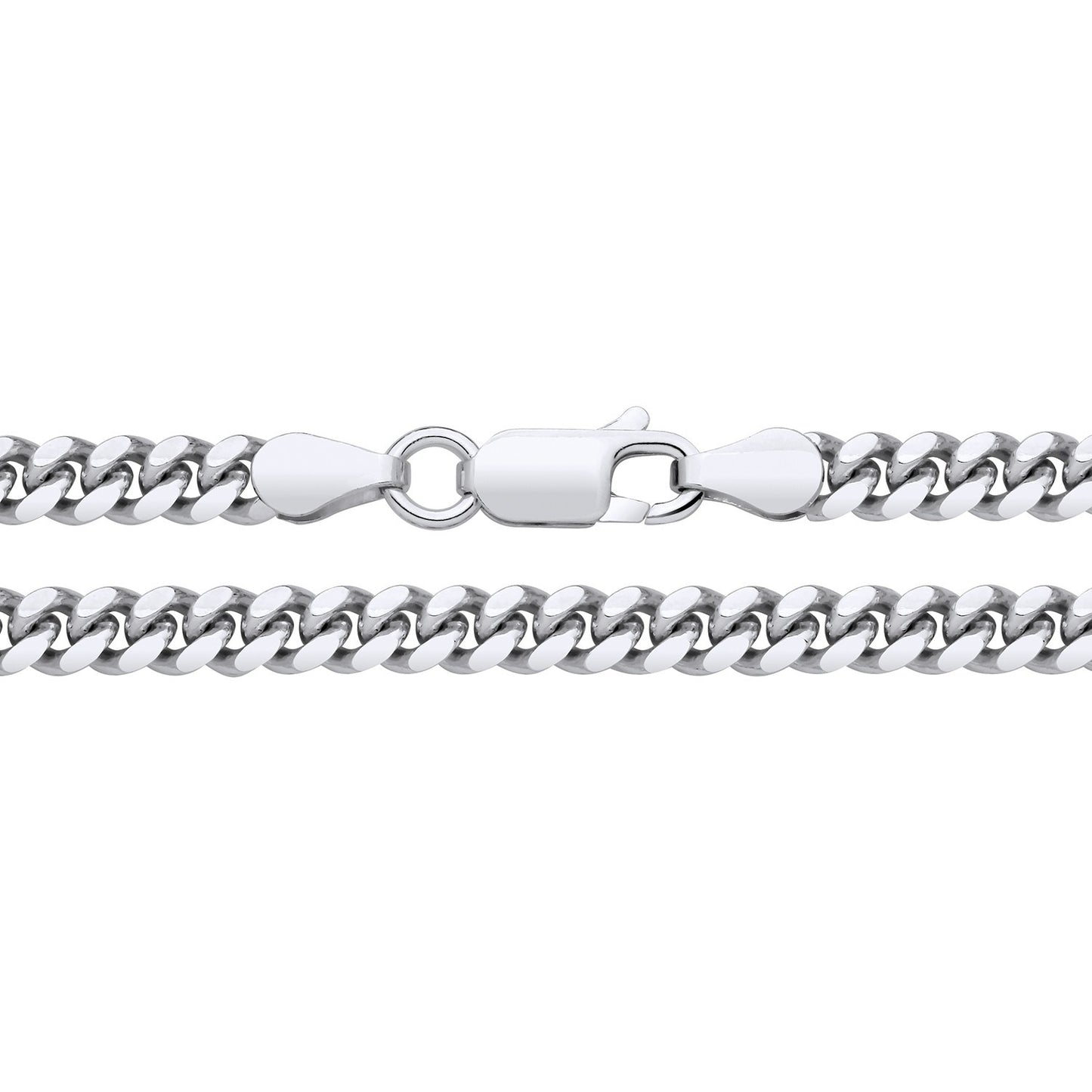 Men's Cuban Chain Bracelet Solid Silver 4mm Wide British Made Hallmarked 8"
