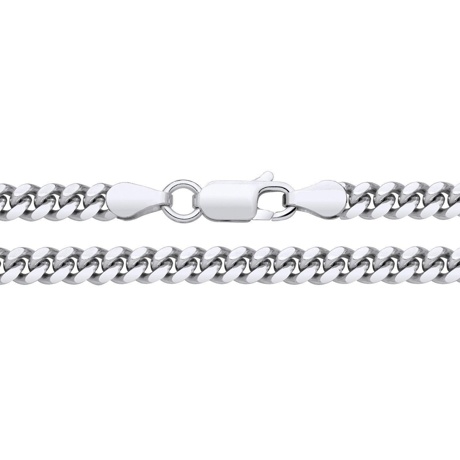 Men's Cuban Chain Bracelet Solid Silver 4mm Wide British Made Hallmarked 8"