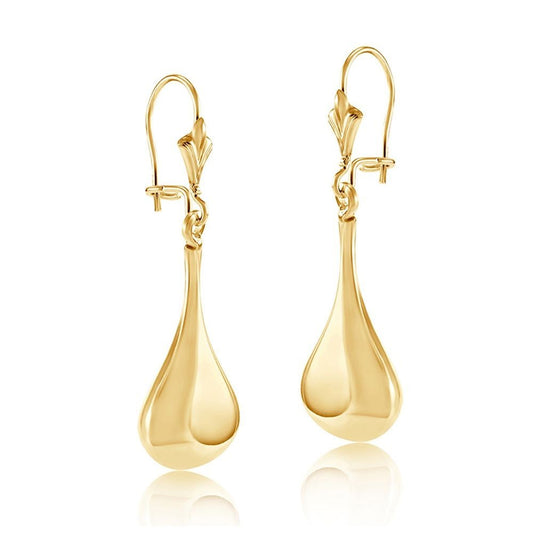 Pear Drop Earrings 9ct Yellow Gold Drops 35mm Hallmarked