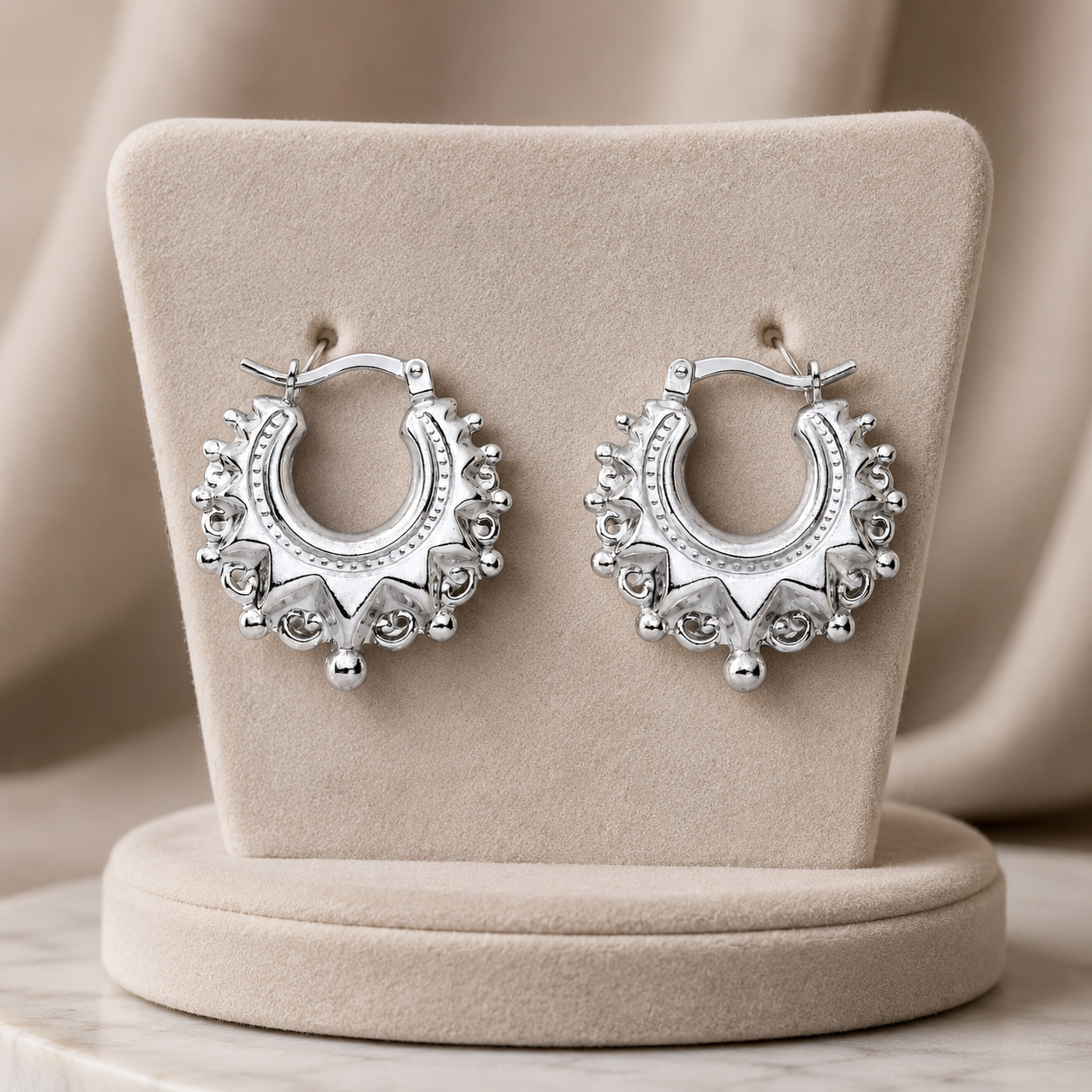 Sterling Silver Creole Hoop Earrings 20mm Diameter 925 Hallmark